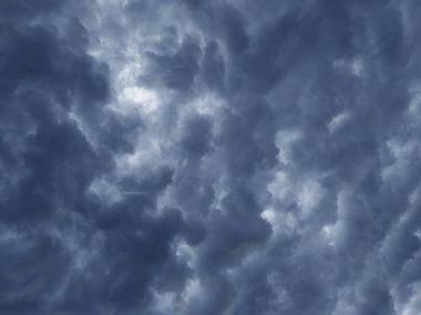 Blue and gray dramatic mammatus pre-thunderstorm clouds  clipart