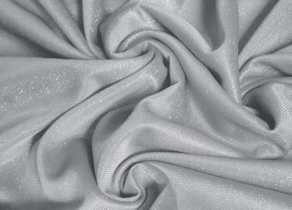 Shiny Silver Crumpled Fabric Texture Background — Stock Photo, Image