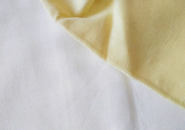 Folded Pale Yellow Canvas Milk White One Fabric Texture Background — Stock Photo, Image