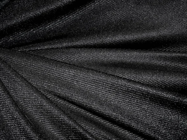Folds Black Shine Fabric Texture Background — Stock Photo, Image