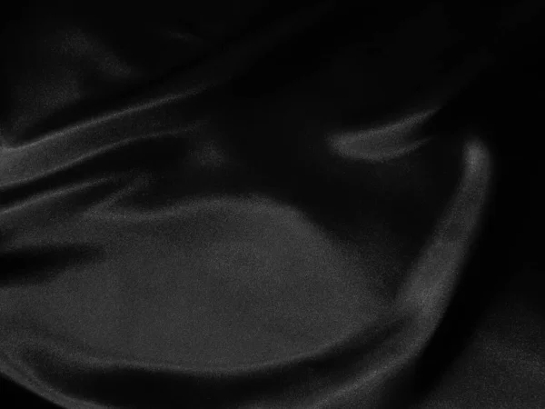 Μαύρο Τσαλακωμένο Φόντο Υφάσματος Υγρό Κυματιστό Σχήμα — Φωτογραφία Αρχείου