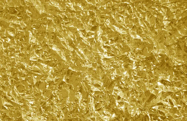 Golden Metallic Crumpled Foil Texture — Stock Photo, Image