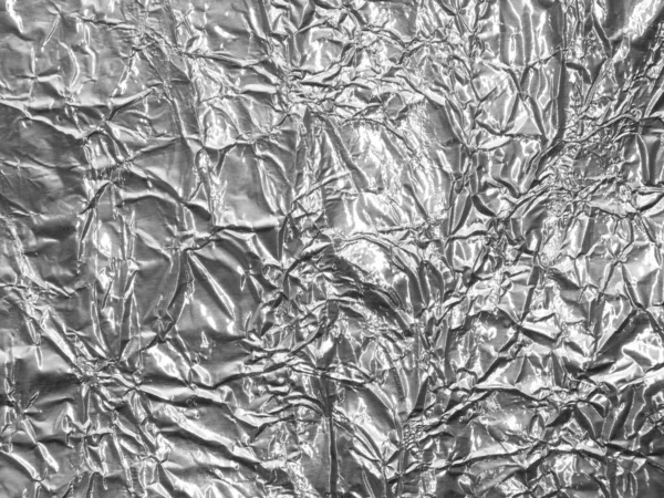 Silver metallic crumpled foil texture background