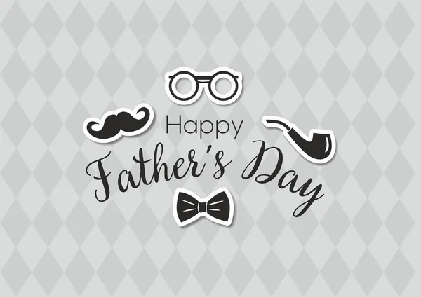 Happy Father Day Greeting Card Black Text Gentleman Icons Light — Stock Photo, Image