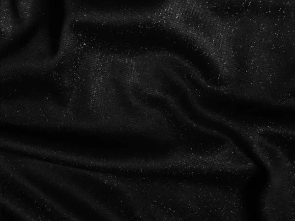 Tessuto Nero Lucido Accartocciato Elegante Sfondo Stoffa — Foto Stock