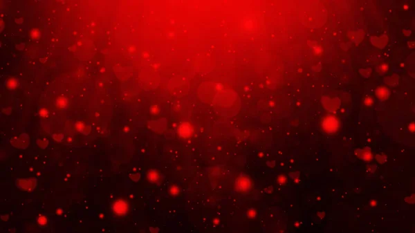 Vermelho Abstrato Gradiente Bokeh Fundo Com Círculos Corações Raios — Fotografia de Stock