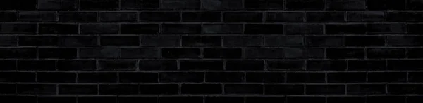 Spotted Rough Black Brick Texture Background Brick Wall Banner — Stock Photo, Image