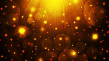 Çemberler, ışınlar ve parıltılarla altın ve kahverengi soyut eğimli bokeh arkaplan