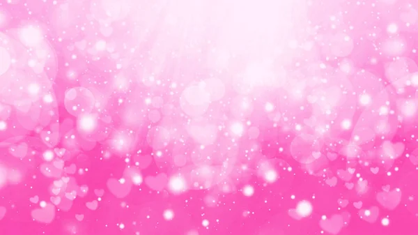 Soft pink and white abstract gradient bokeh background with circles, hearts and sparkles