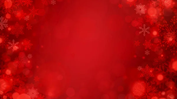 Boże Narodzenie Czerwony Ramka Bokeh Tło Kręgów Płatki Śniegu Musujące — Zdjęcie stockowe