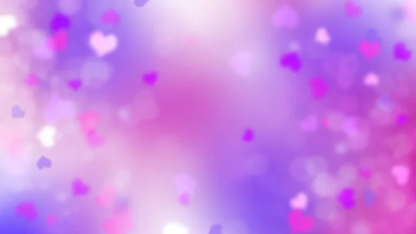 心と円と柔らかいぼやけた紫色とピンクの背景 バレンタインデー Bokeh Background — ストック写真