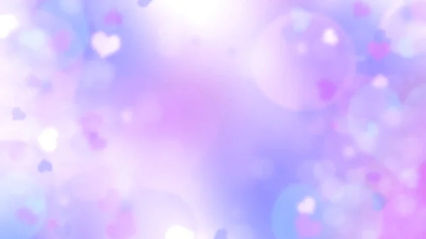 柔らかいぼやけたピンクと青の心と円 バレンタインデー Bokeh Background — ストック写真