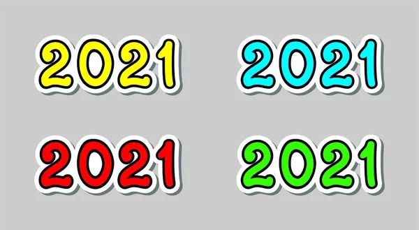 Set Van 2021 Logo Gele Rode Blauwe Groene Kleuren Met — Stockvector
