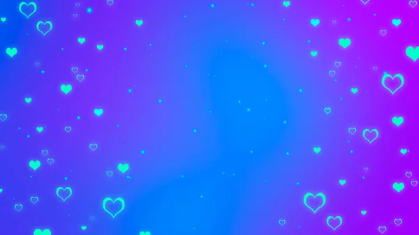 Абстрактный Размытый Синий Фиолетовый Градиентный Фон Сияющими Бирюзовыми Сердцами Яркий — стоковое фото