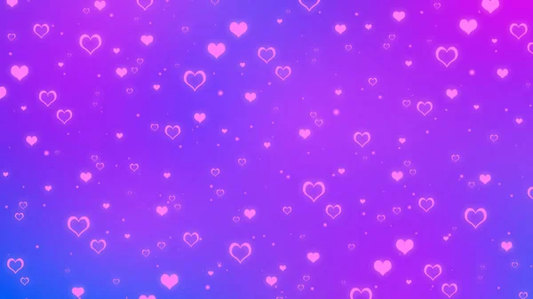 Абстрактный Размытый Синий Фиолетовый Градиентный Фон Сияющими Розовыми Сердцами Яркий — стоковое фото