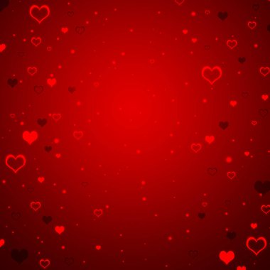 Yumuşak kalpli ve benekli soyut bir kırmızı arkaplan. Canlı Sevgililer Günü geçmişi