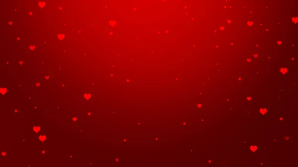 Fundo Vermelho Gradiente Abstrato Com Corações Brilhantes Manchas Vivid Valentine — Fotografia de Stock