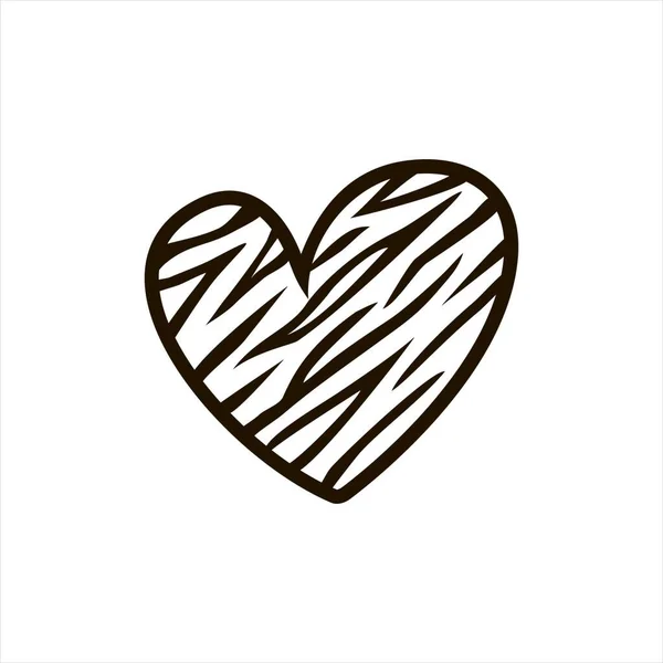 Coeur Imprimé Tigre Noir Sur Fond Blanc Illustration Vectorielle — Image vectorielle