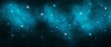 Soyut mavi ve siyah yıldızlı evren 3D çizim