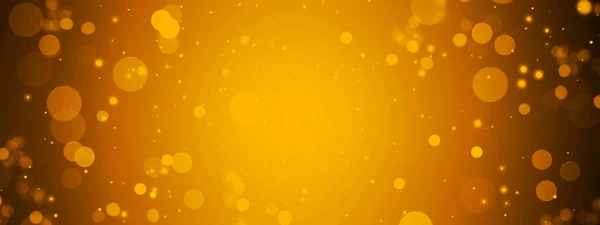 Golden Gradient Background Bokeh Flashes Festive Banner — Stock Photo, Image