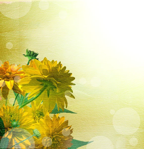 Yellow flower in the corner on yellow background. Texture of oil painting -  Stock Image - Everypixel