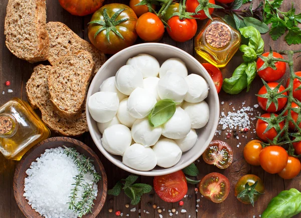 İtalyan yemek ingridients ve mozzarella peyniri  
