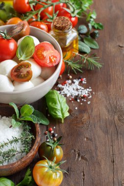 İtalyan ingridients caprese salatası için 