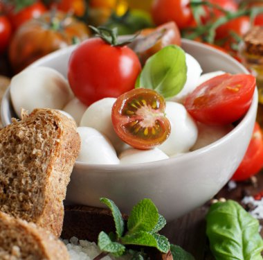 İtalyan ingridients caprese salatası için 