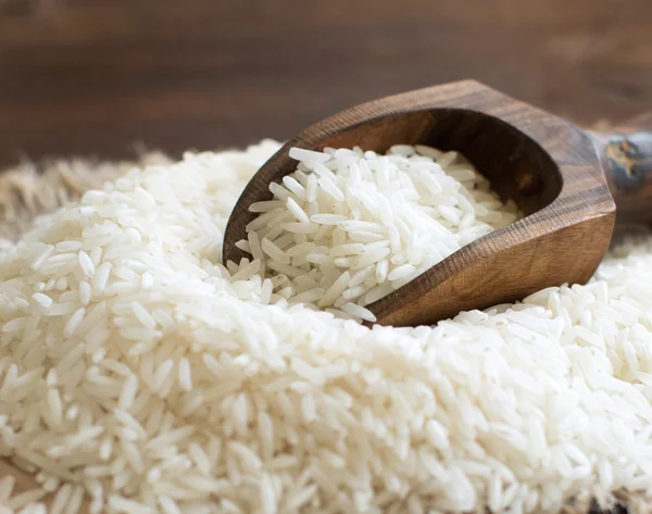 Basmati rice with a spoon — Stock Photo, Image