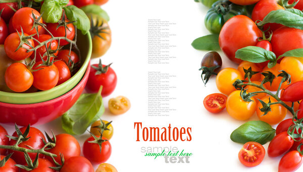 Colorful tomatoes isolated on white