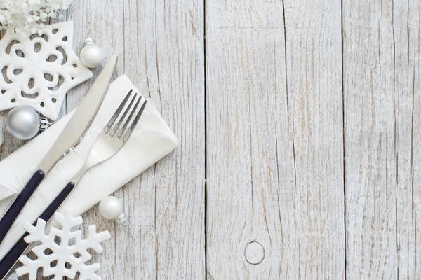 Conjunto de mesa de Natal pastel prata — Fotografia de Stock