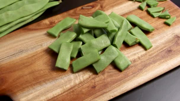 Frijoles Verdes Piattoni Rodajas Cerca — Vídeos de Stock