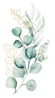 Suluboya okaliptüs buket çizimini bırakır