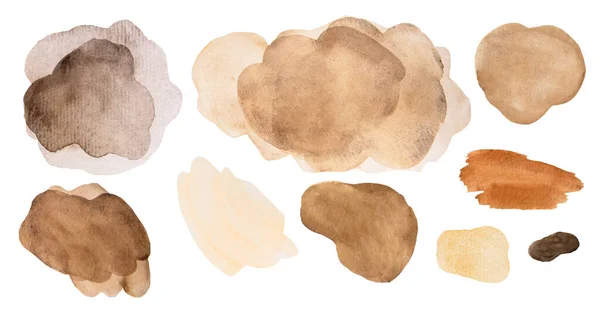 Watercolor Brown Beige Painted Cloudy Abstract Elements Hand Drawn Modern — Stock Photo, Image