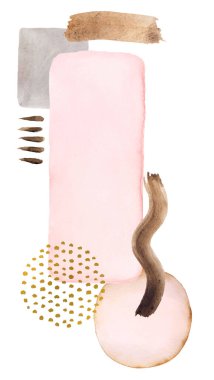 Suluboya boya, soyut elementleri boyadı. El çizimi modern baskı seti çizimi