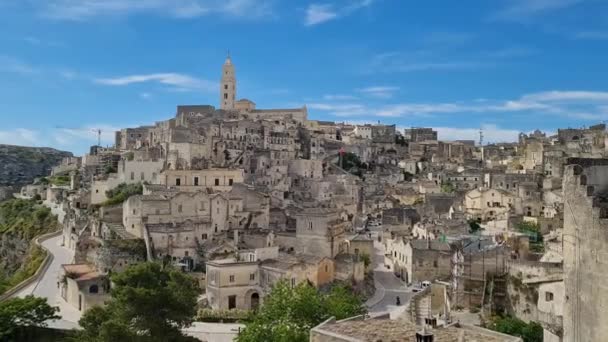 Panorama Cidade Antiga Matera Cidade Caverna Basilicata Itália — Vídeo de Stock