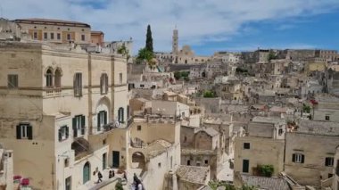 Matera antik kenti Panorama, mağara kenti, Basilicata, İtalya