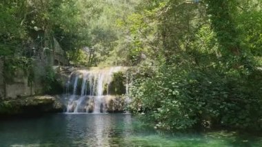 İtalya, Cilento 'da derin yeşil orman Şelalesi