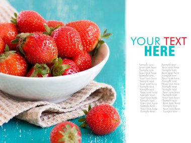 çilek turkuaz ahşap tablo