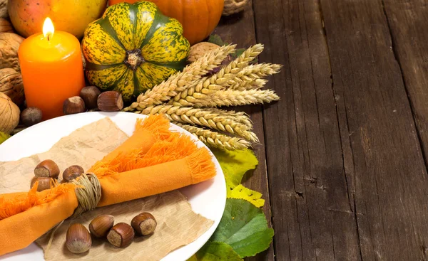 Rustic autumn table setting — Stock Photo, Image