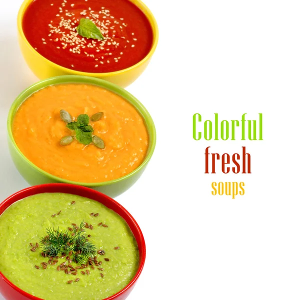 Three fresh soups — Stock Image Three fresh soups Stock Picture