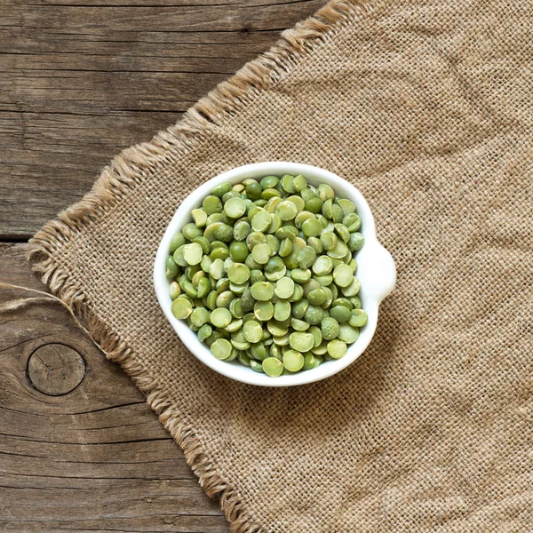Dried  Green Split Peas in a bowl — Stock Photo, Image