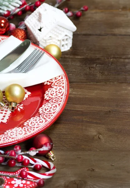 Kerst tafel dekken — Stockfoto