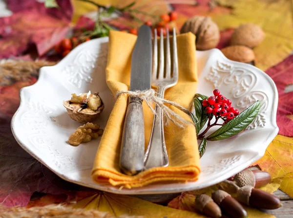 Autumn table setting — Stock Photo, Image