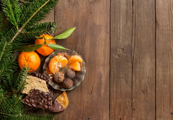 Chocolat, truffes et mandarines — Photo