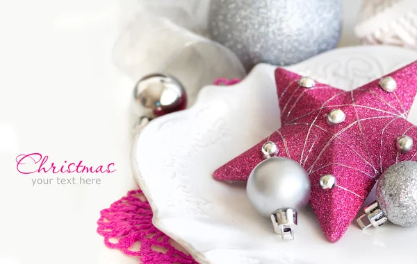 Fuşya pembe Noel masa ayarı