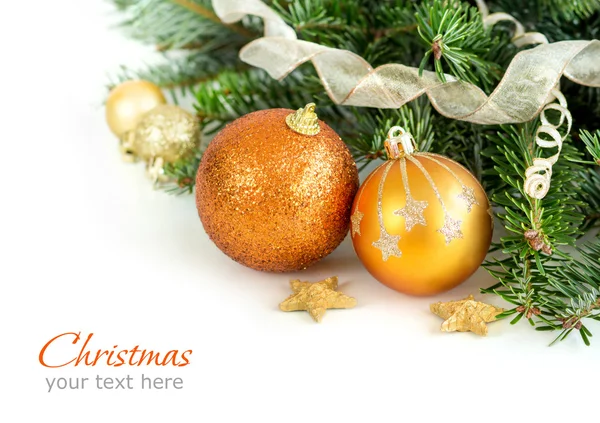 Ornamenti natalizi dorati confine — Foto Stock