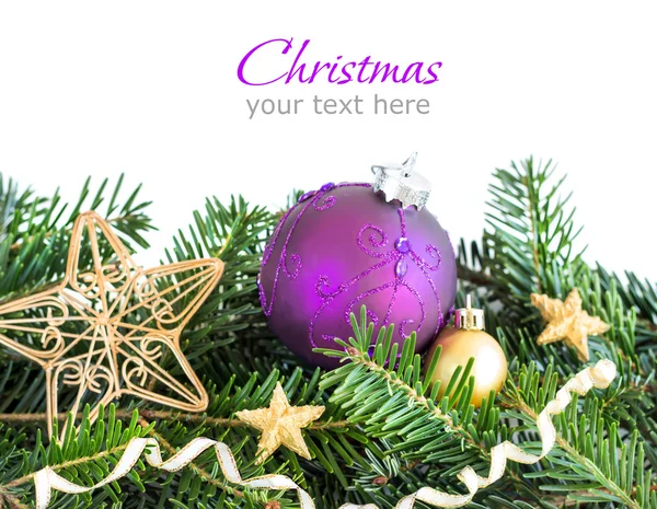 Golden and purple Christmas decor — Stock Photo, Image