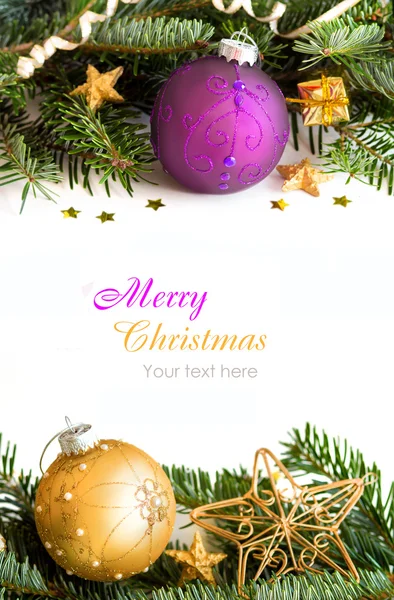 Golden and purple Christmas decor — Stock Photo, Image