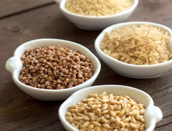 Cereals in bowls close up — Stock Photo, Image